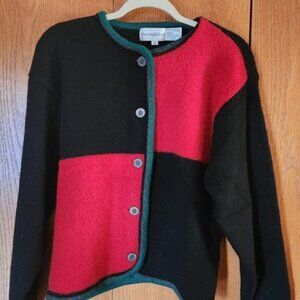 Vintage Women's Eagle Eye Cardigan Sweater Christmas Shetland Wool Med.